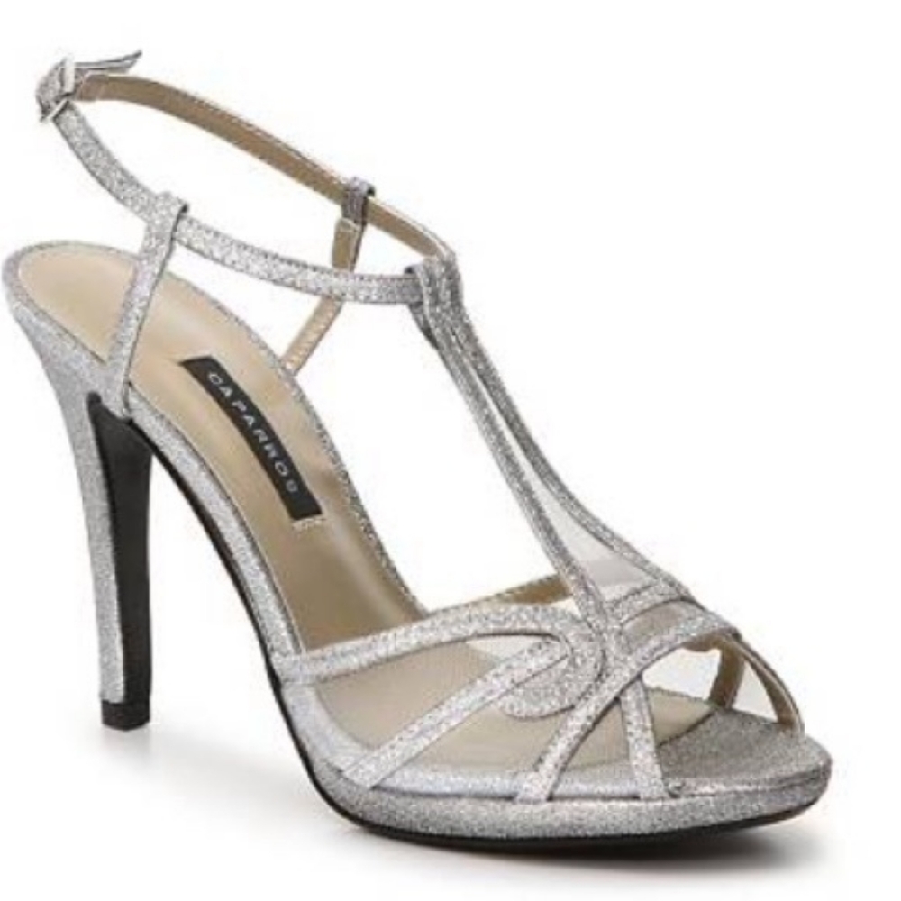 Caparos Laura heels size 9 silver glitter